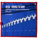 KING TONY 1211MRN Набор комбинированных ключей, 8-24 мм, чехол из теторона, 11 предметов 