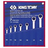 KING TONY 12107MRN  Набор комбинированных трещоточных ключей, 10-19 мм, чехол из теторона, 7 предметов 