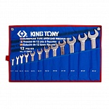 KING TONY 1112MRN Набор рожковых ключей, 6-32 мм , чехол из теторона, 12 предметов 