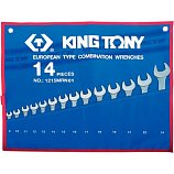 KING TONY 1215MRN01 Набор комбинированных ключей, 8-24 мм, чехол из теторона, 14 предметов